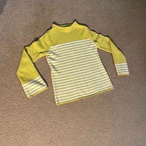 Boden mimosa yellow and white striped wool sweater with mock neck